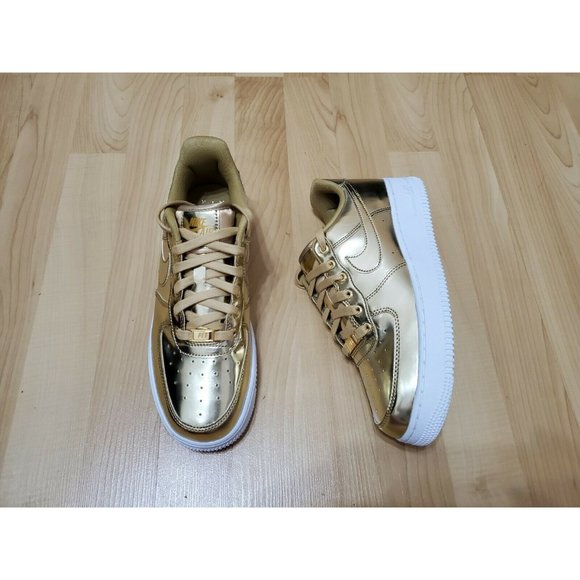 Size 8.5 - Nike Air Force 1 SP Liquid Metal - Gold 2019 - Picture 8 of 11
